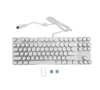 Glomora Clavier de Jeu, 87 Clé RVB Backlit Round Hat USB Wired Blue Blue Switch Mechanical Keyboard rétro Punk Round Keycaps Rainbow LED Backlit pour PC (Blanc)