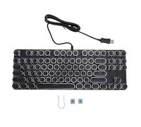 Glomora Clavier de Jeu, 87 Clé RVB Backlit Round Hat USB Wired Blue Blue Switch Mechanical Keyboard rétro Punk Round Keycaps Rainbow LED Backlit pour PC (Noir)