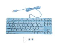 Glomora Clavier de Jeu, 87 Clé RVB Backlit Round Hat USB Wired Blue Blue Switch Mechanical Keyboard rétro Punk Round Keycaps Rainbow LED Backlit pour PC (Bleu)