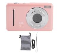 Glomora Digital Camera 4K 64MP 2.4inch Screen 18x Digital Zoom Portable Compact Travel Video Camera for Beginner (Roseate)