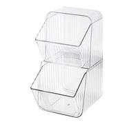 Glomora Food Storage Bin Organisateur, Organisateur de paquets en plastique pour Snacks Sac à thé Instant Coffee Cosmetics Cosmetics Rangement (Transparent White)