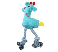 Glomora Jouet à mâcher en Peluche pour Animal Domestique en Forme de cerf avec couineur - Jouet de propreté buccale en Corde de Coton pour Chiens et Chats, Morsure en Peluche (Bleue)