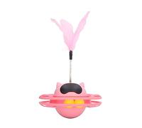 Glomora Jouet de Plateau tournant de Chat de Rotation de 360 degrés avec la Plume, Jouet interactif d'animal familier de matériel de PP, Durable sûr pour des Chiens de Chats pour (Rose)