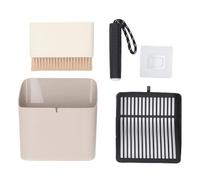 Glomora Kit de pelle à litière pour chat avec support et brosse, pelle à déjections amovible en acier inoxydable avec poignée en caoutchouc, pelle de tamisage de litière pour (noire)