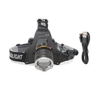 Glomora Lampe Frontale étanche Rechargeable, Zoom Réglable, Légère, Lampe Frontale Haute Luminosité Pour la Pêche De Nuit En Plein Air, le Camping, la Course, le Cyclisme