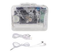 Glomora Lecteur de Cassettes Portable Enregistreur Transparent rétro avec écouteurs (Blanc Transparent)