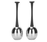 Glomora Lot de 2 boules de glace pour le visage en acier inoxydable, massage, réduction des poches, élimination des ridules, bâtonnets de glace pour les soins de la peau, cible les (Black Handle)