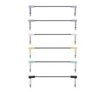 Glomora Lot de 6 câbles de raccordement pour guitare de 16 cm, cordon en nylon tressé à angle droit de 6,35 mm, connecteurs en laiton pour musiciens professionnels et équipement sonore,