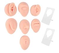 Glomora Modèle de Partie du Corps en Silicone, Oreille Bouche Nez Oeil Langue Nombril en Silicone Souple avec Support d'affichage pour l'enseignement de la Pratique d'affichage (Peau claire)