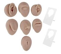 Glomora Modèle de Partie du Corps en Silicone, Oreille Bouche Nez Oeil Langue Nombril en Silicone Souple avec Support d'affichage pour l'enseignement de la Pratique d'affichage (Peau foncée)