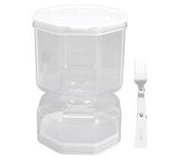 Glomora Pot à cornichons, pot à sablier pour cornichons et olives, pot en plastique anti-fuite pour cornichons et olives, fournitures de cuisine comprenant une fourchette en acier (B)