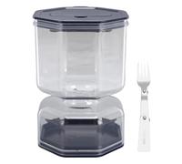 Glomora Pot à cornichons, pot à sablier pour cornichons et olives, pot en plastique anti-fuite pour cornichons et olives, fournitures de cuisine comprenant une fourchette en acier (UN)