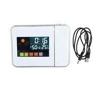 Glomora Réveil De Projection De Chambre à Coucher, Affichage Numérique De L'heure, Suivi du Climat Intérieur, Alimentation USB, Horloge De Projecteur Portable pour Tables De Nuit Et Voyages