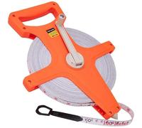Glomora Ruban d'arpenteur en Fibre de Verre 100 m, Longue Mesure Pliable Et Rétractable, Ruban à Bobine Ouverte Double Face Pour L'enquête Sur les Pistes Et les Ingénieurs.(Orange)