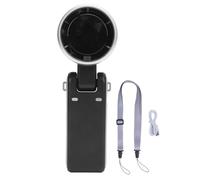 Glomora Ventilateur turbo portatif, ventilateur rechargeable portable avec affichage numérique, ventilateur à main pliable à 5 vitesses avec lanière pour les voyages en plein air (Gris foncé)