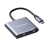 Glomtheia Adaptateur double HDMI pour 2 moniteurs, adaptateur USB C vers double HDMI pour ordinateur portable MacBook Pro/Air, prend en charge les écrans doubles 4K @ 30 Hz ou 4K @ 60 Hz moniteur