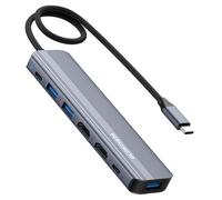 Glomtheia Station d'accueil USB C double moniteur pour ordinateur portable MacBook Air/Pro, adaptateur multiport avec 2 HDMI 4K 60 Hz, charge PD 100 W, 3 ports USB 3.0 et USB-C (5 Gbit/s)