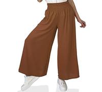 GLOMY Pantalon pour femme, combinaison légère à patte large, taille haute, pantalon de jogging élastique, fabriqué en Italie, Marron hiver, Taglia unica Tall