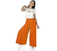 GLOMY Pantalon pour femme, combinaison légère à patte large, taille haute, pantalon de jogging élastique, fabriqué en Italie, orange., Taglia unica Tall