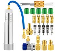Glooglitter Le kit d'injecteur de Teinture d'huile AC Comprend Une prévention du refoulement de l'injecteur d'huile et de Colorant A/C et Un Mini Adaptateur divisé R410A Compatible avec Le système de