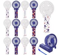 Glooglitter Lot de 12 mini éventails de baseball portables pliables avec cordon - Petit cadeau pour équipe, sport de plein air, jeu de refroidissement - Batterie non incluse
