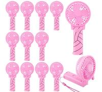 Glooglitter Lot de 12 mini éventails de volleyball portables pliables - Rose - Avec cordon - Petit cadeau pour équipe, sport de plein air, jeu de refroidissement - Batterie non incluse