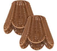 Glooglitter Lot de 2 petits abat-jours festonnés pour lustre, 7,6 cm en haut x 15,2 cm en bas x 14,6 cm de hauteur inclinée, abat-jour marron empire, applique murale ou lampe d'accentuation (rotin)