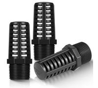 Glooglitter Lot de 3 filtres filetés à ventouse pour trop-plein de 1,9 cm, en PVC gris noir, haute résistance aux chocs, connecteurs de vidange pour aquariums de poissons et bouchon d'aération