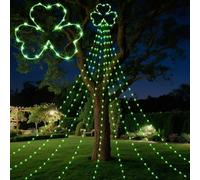 Glooglitter Lumières irlandaises décoratives d'extérieur de 3,5 m pour la Saint-Patrick - Vert trèfle irlandais - LED USB - Alimentées par USB - Pour arbre, cour, patio, mur, porche, fête