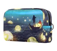 Glooming Moons Trousse de toilette flottante sur la mer pour femme, trousse de toilette de voyage, grande pochette de maquillage pratique avec fermeture éclair, multicolore, 18.5x7.5x13cm/7.3x3x5.1in,
