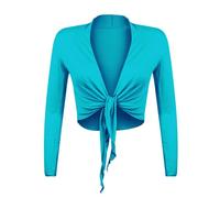 Gloop Bolero, belle, elegante veste pour femme, manche longue, noeud Bolero,M,Turquoise