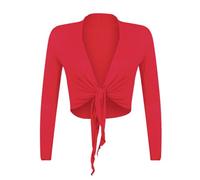 Gloop Bolero, belle, elegante veste pour femme, manche longue, noeud Bolero,XL,Rouge