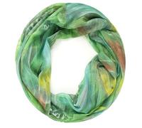 Gloop Écharpe tube pour femme - Foulard soyeux et léger avec motif imprimé coloré, Vert/jaune, taille unique