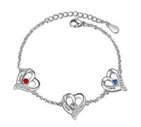 Glooraca Bracelet avec pierre de naissance personnalisable pour maman, 1 à 5 noms pour femme, maman, grand-mère, cadeau pour la fête des mères, un anniversaire, Noël, taille unique, Laiton