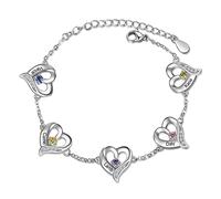 Glooraca Bracelet avec pierre de naissance personnalisable pour maman, 1 à 5 noms pour femme, maman, grand-mère, cadeau pour la fête des mères, un anniversaire, Noël (5 noms)