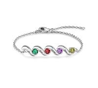 Glooraca Bracelets de pierres de naissance personnalisés pour femmes Bracelets de 2 à 5 noms personnalisés pour mère fille grand-mère (4 noms)