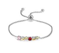 Glooraca Bracelets de pierres de naissance personnalisés pour femmes Bracelets Infinity Bracelet de pierres de naissance personnalisé pour maman épouse fille petite amie (2 noms)