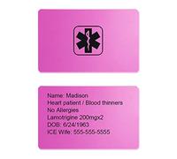 Glooraca Carte d'identification médicale personnalisée pour portefeuille - Carte d'identification d'urgence (B)