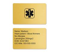 Glooraca Carte d'identification médicale personnalisée pour portefeuille - Carte d'identification d'urgence (A)
