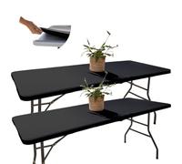 Glop Lot de 2 Nappes Table Pliante 120 cm Noires - Housses de Plateau Ajustées (121x76) - Tissu Spandex Déperlant pour Bureau, Stand Modulable & DJ