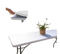 Glop - Nappe Table Pliante 180 cm Blanche avec Bord Élastique, Housse de Plateau Ajustée (183x76), Tissu Spandex Déperlant pour Mariage, Baptême & Stand