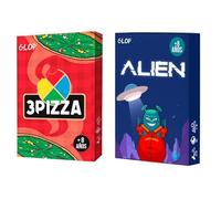 Glop Pack Alien + 3 pizzas | 2 jeux de société de cartes familiales | Enfants et adultes à partir de 8 ans | Parties rapides | Amusants et éducatifs | Cadeau original pour famille et amis