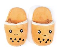 Glopastel Chaussons Boba | Mignon Anime Kawaii Bubble Tea Fuzzy Slip-On House Shoes | Taille unique Adultes Femmes Hommes (Beige)