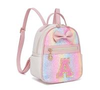 Gloppers Mini sac à dos pour fille avec initiale et paillettes - Petite poche - Bretelles réglables - Idée cadeau, Rose-a., Petit, Décontracté
