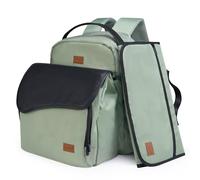 Gloppie 30L Sac à Dos à Langer + 17L Sac Bandoulière à Langer + Matelas à Langer + Sac Isotherme pour Biberon, Idéal pour Maman Papa Bébé, Vert