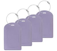 Gloppie 4 Pièces Étiquettes Valise en PU Cuir Unisexe, Accessoires Voyage Étiquettes d'adresses Polyvalentes, Durable, Esthétique, Protection de la vie Privée - Lavande