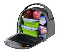 Gloppie 8L Sac Isotherme Repas pour Transport de Nourriture, Sac à Lunch pour Femmes Hommes, Idéal pour Bureau École Camping Plage Pique-nique, Gris