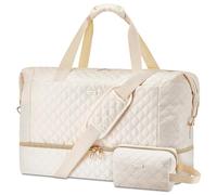 Gloppie Sac de Voyage avec Compartiment à Chaussures pour Homme et Femme, Grand Sac de Sport Bagage Cabine pour Gym Fitness Weekend, Beige