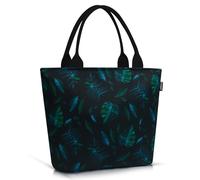 Gloppie Sac Isotherme Repas 9L, Sac à Lunch Box Isotherme, Sac Déjeuner en Doublure Étanche, Glacière Souple Isolé Thermique Portable pour Pique-nique Bureau, Motifs aux Feuilles Vertes & Noir