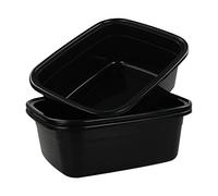 Gloreen Lot de 3 Bols À Vaisselle en Plastique, Noir Bassine Rectangulaire Plastique, 16 L